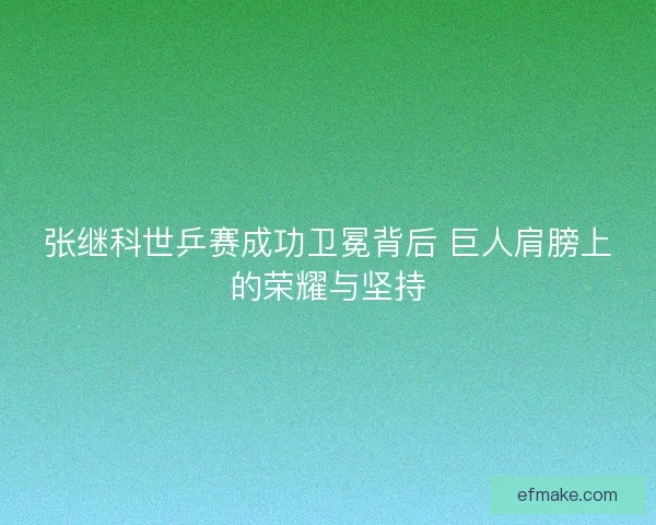 张继科世乒赛成功卫冕背后 巨人肩膀上的荣耀与坚持